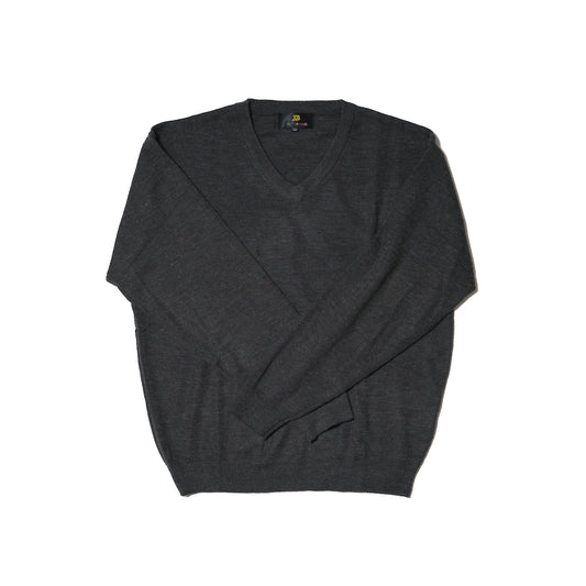 Charcoal Acrylic-Wool V-Neck Sweater — Jack Brown (China, c.1990s–2000s)
