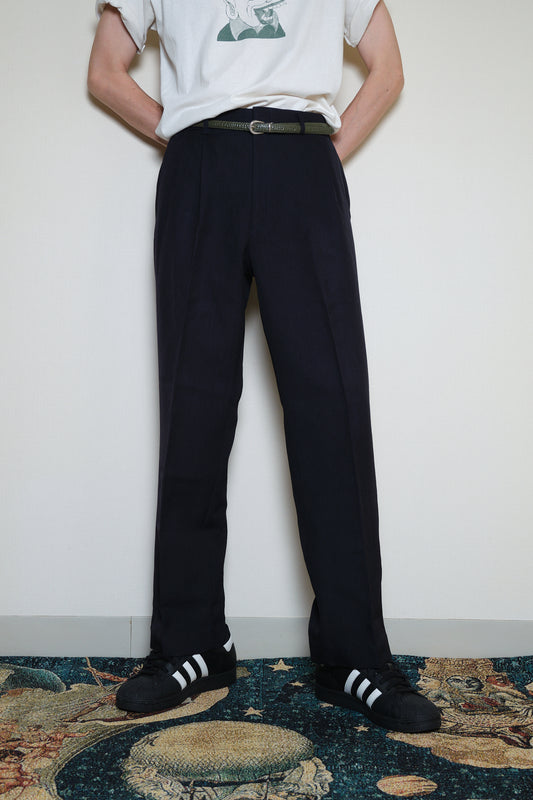 Dark Navy Wool-Blend Slacks W31 L29 (Japan Fabric / Japan, Late 90s–Early 00s)