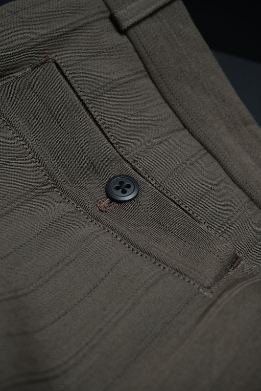 Brown Stripe Wool Slacks W31 L29 (Italian Fabric)