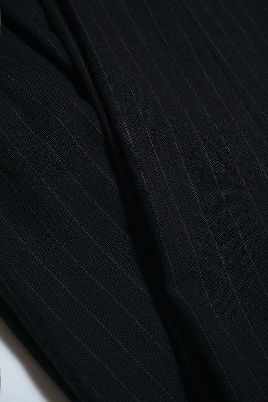 Black Pinstripe Wool Slacks W28 L30 — No Brand (Japan, c.1980s–1990s)