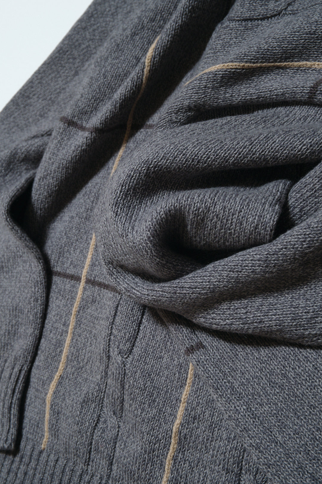 Grey Cotton-Acrylic Cable Knit Sweater — Basic Editions (Bangladesh, c.1990s–2000s)