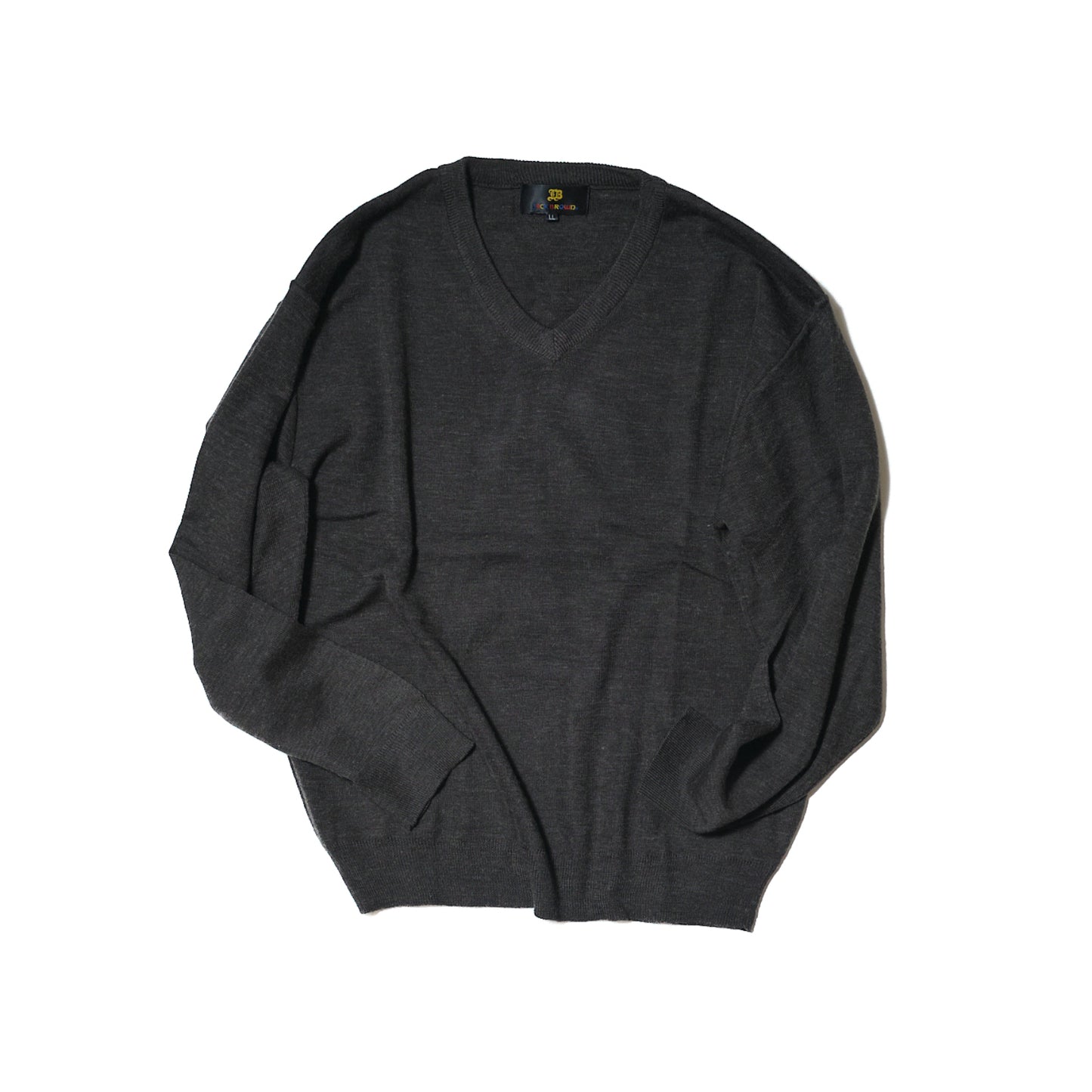 Charcoal Acrylic-Wool V-Neck Sweater — Jack Brown (China, c.1990s–2000s)