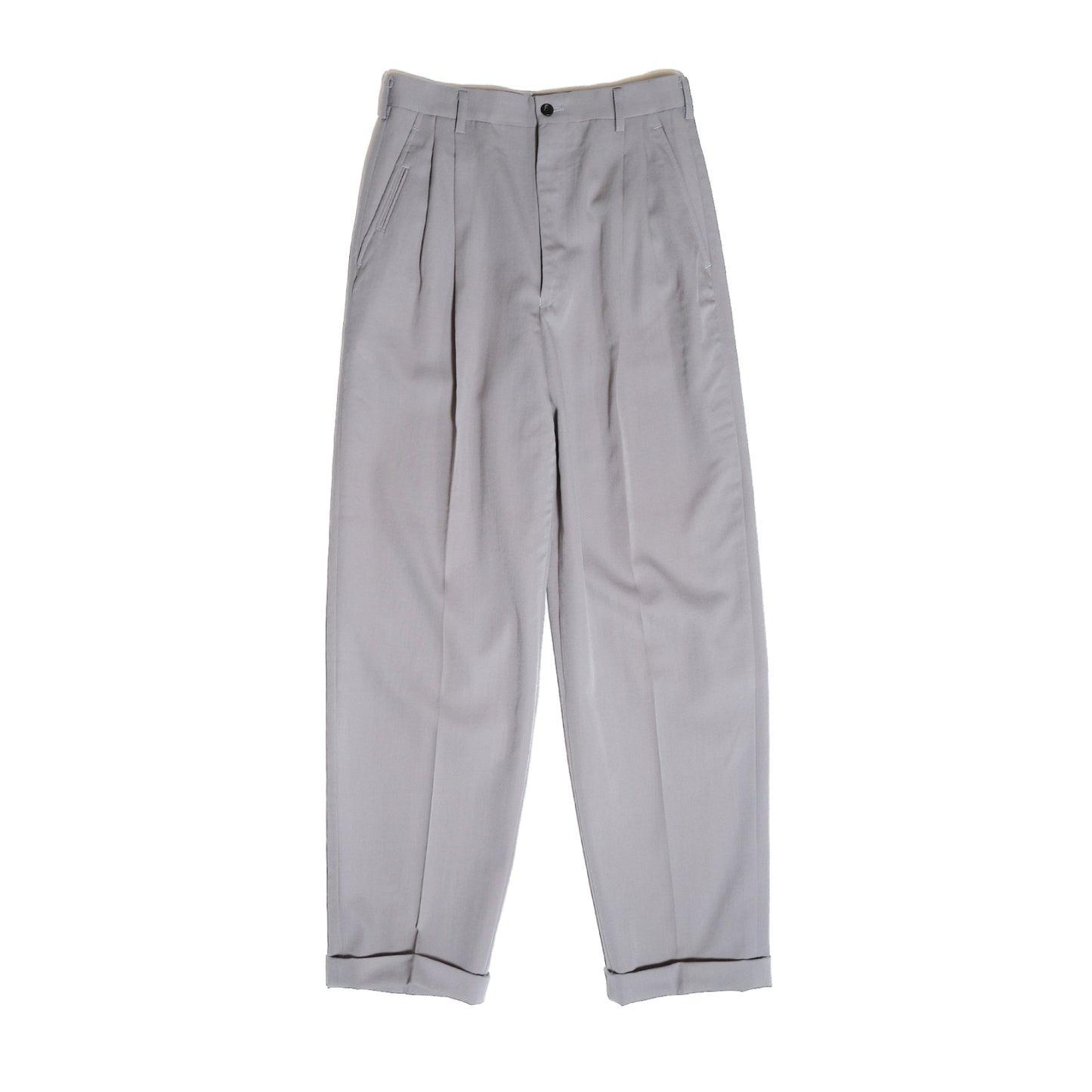 Light Grey Wool Slacks W27 L29 / Cuffed (cult movie for men / Japan, c.1990s–2000s)
