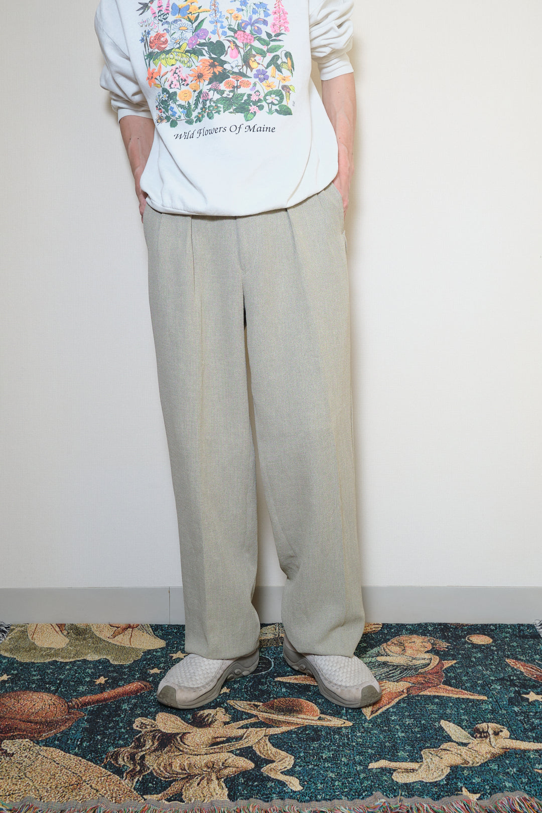 Greige Italian Fabric Slacks W32 L36 (Italian Fabric / Made in Japan, c.1990s)