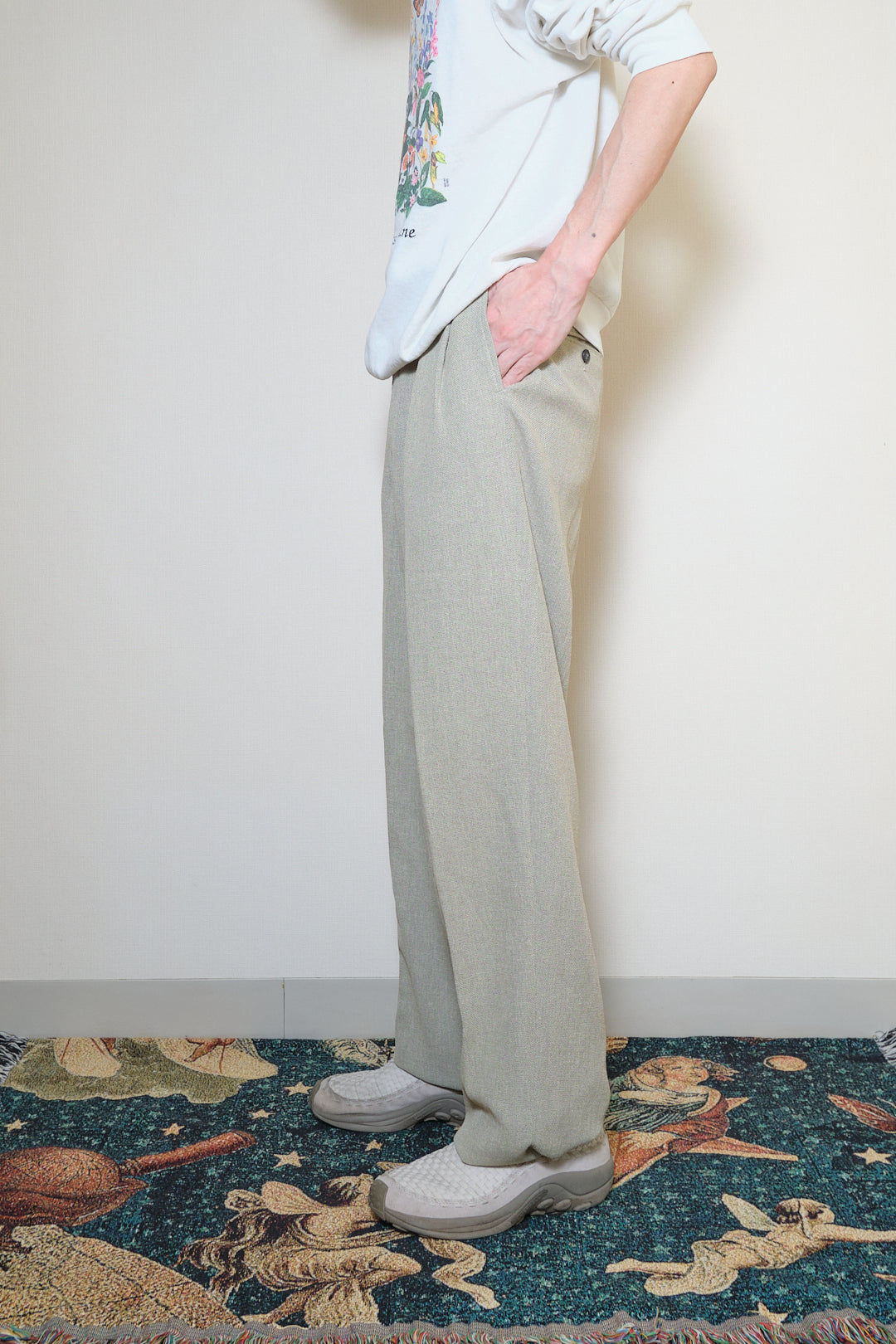 Greige Italian Fabric Slacks W32 L36 (Italian Fabric / Made in Japan, c.1990s)