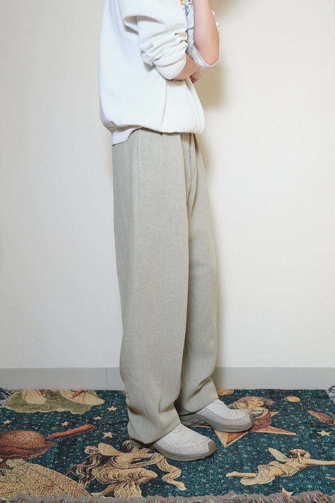 Greige Italian Fabric Slacks W32 L36 (Italian Fabric / Made in Japan, c.1990s)