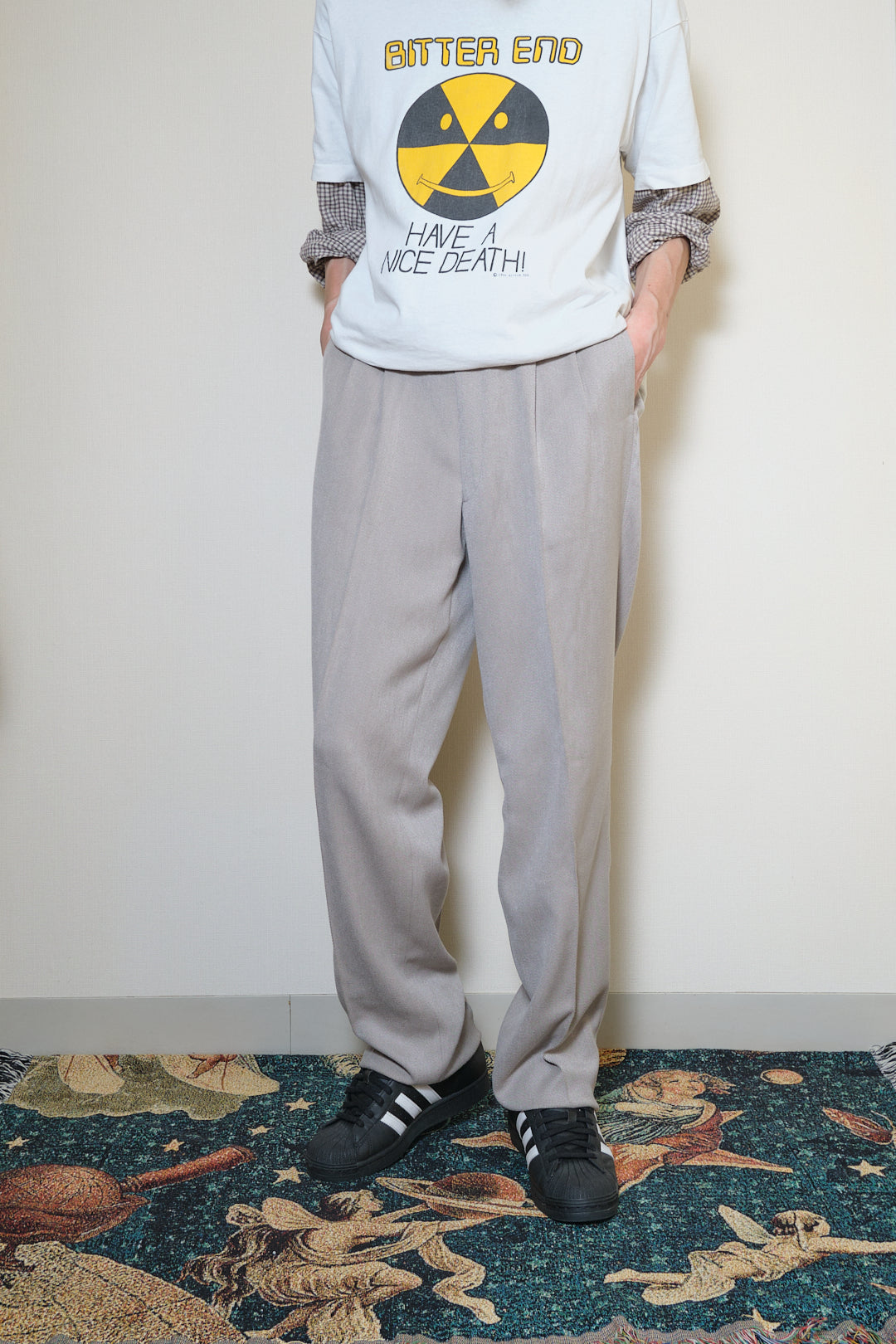 Greige Polyester Slacks W33 L35 (Mizuno / c.1990s–2000s)