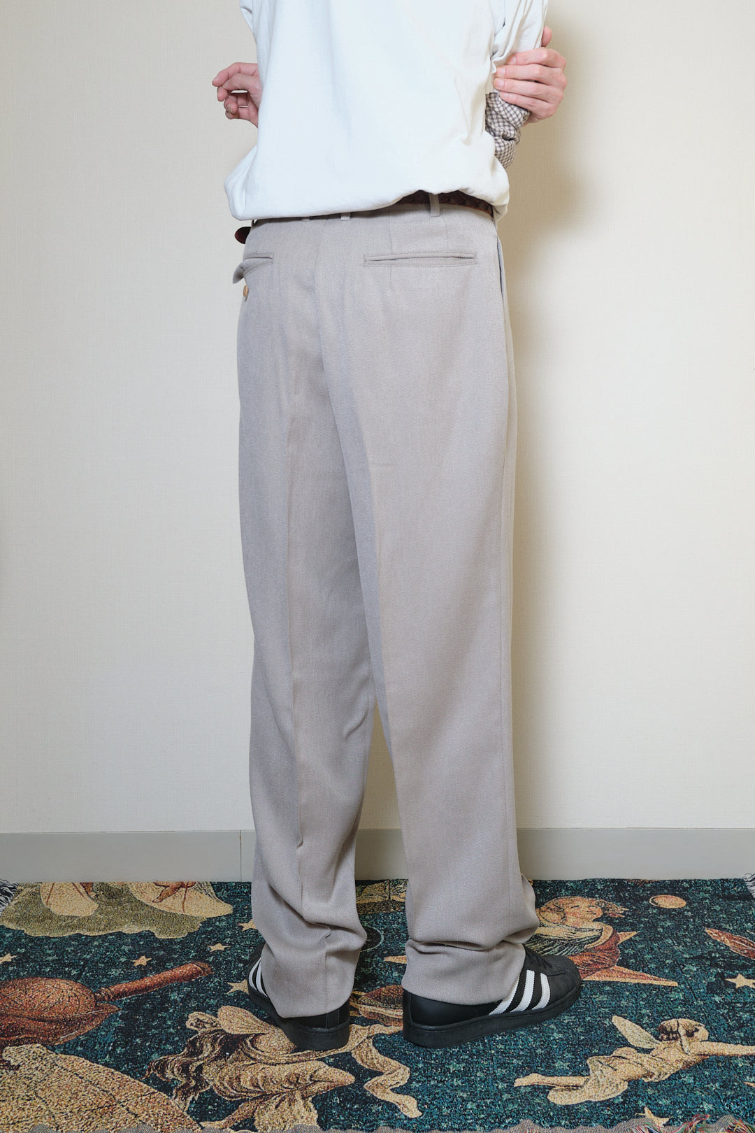 Greige Polyester Slacks W33 L35 (Mizuno / c.1990s–2000s)