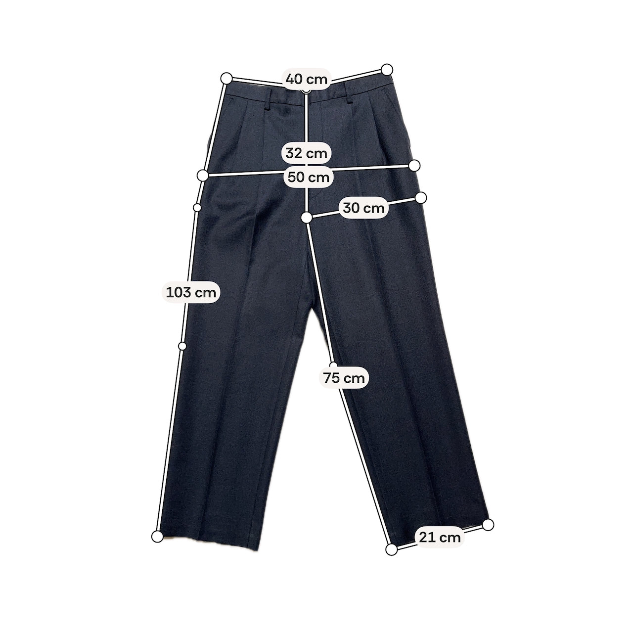 Navy Twill Slacks W32 L29 (Kroydon / Eminento Inc., Made in Japan, c.1990s–2000s)