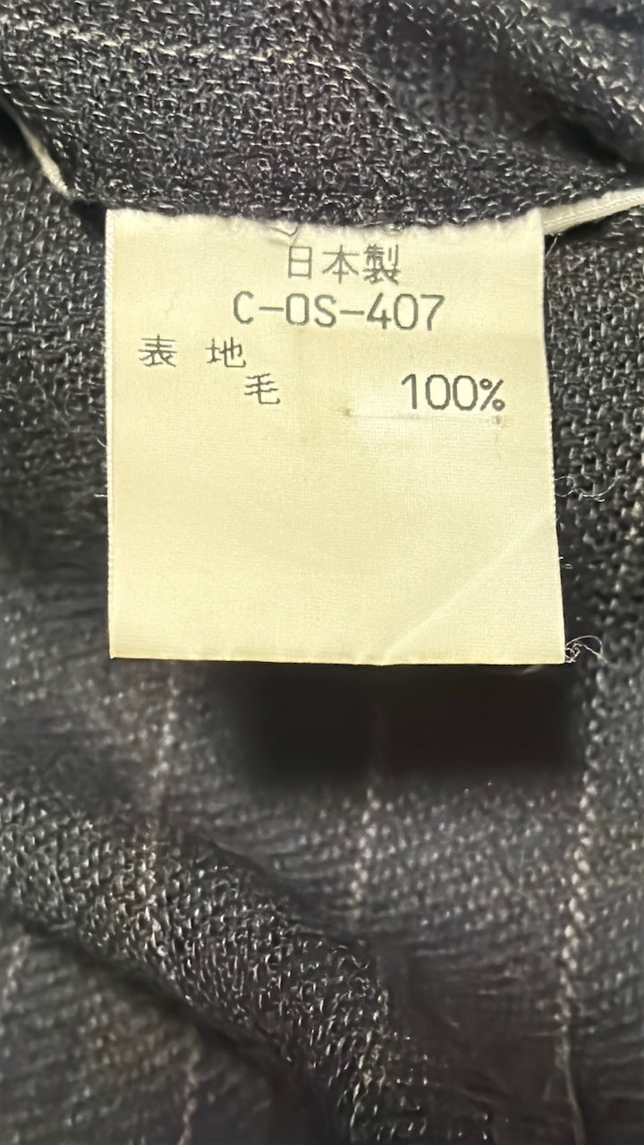 Black Pinstripe Wool Slacks W28 L30 — No Brand (Japan, c.1980s–1990s)