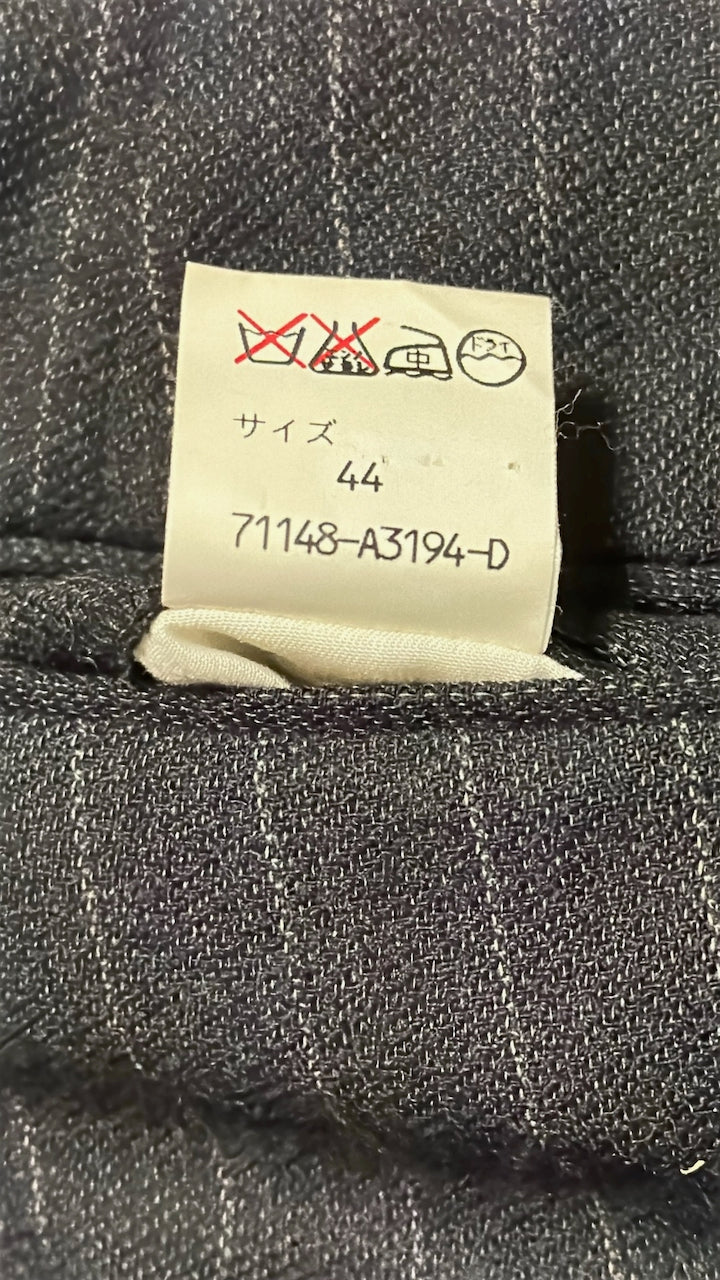 Black Pinstripe Wool Slacks W28 L30 — No Brand (Japan, c.1980s–1990s)