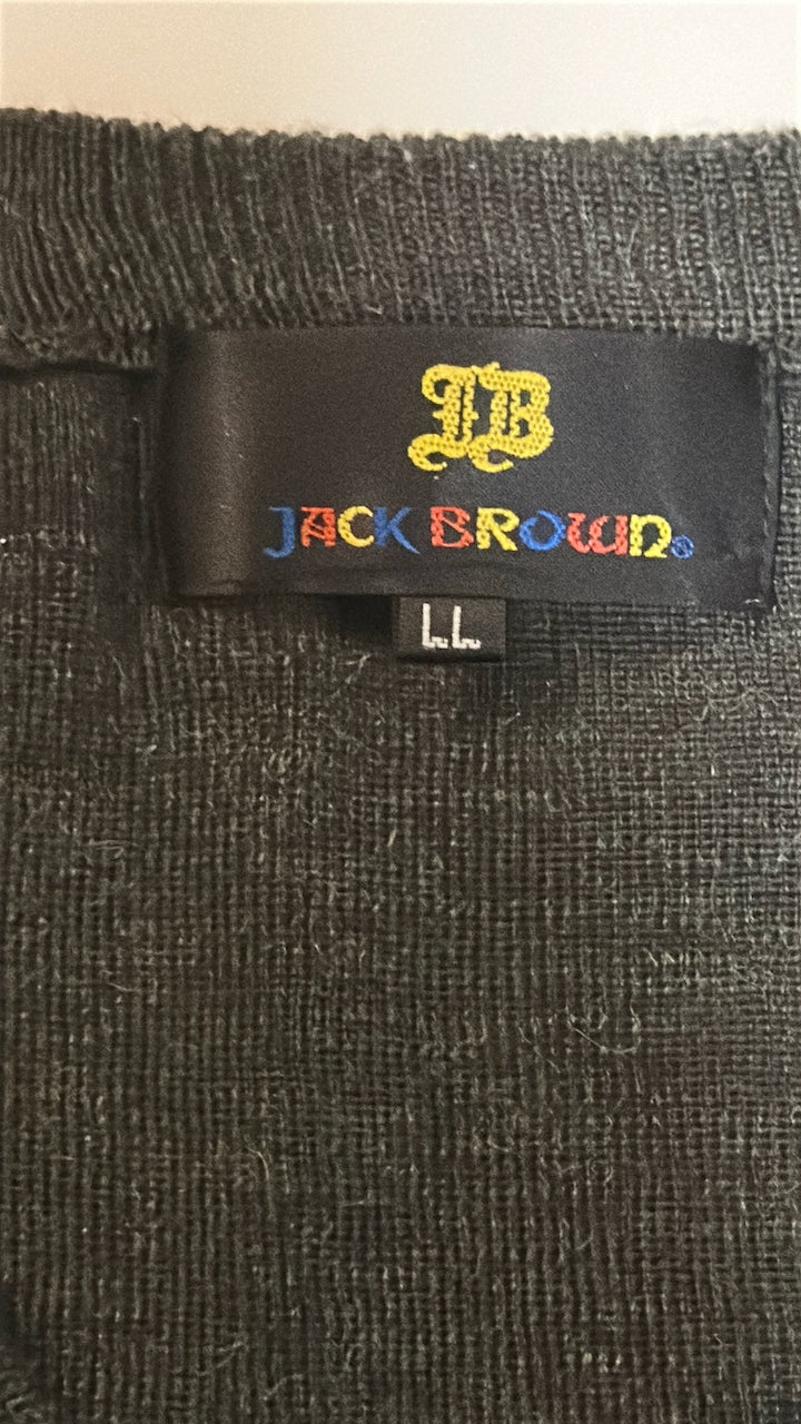 Charcoal Acrylic-Wool V-Neck Sweater — Jack Brown (China, c.1990s–2000s)