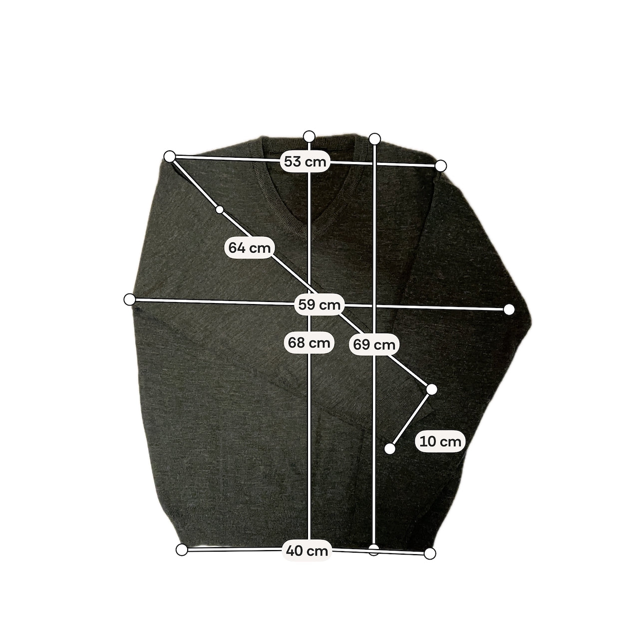 Charcoal Acrylic-Wool V-Neck Sweater — Jack Brown (China, c.1990s–2000s)
