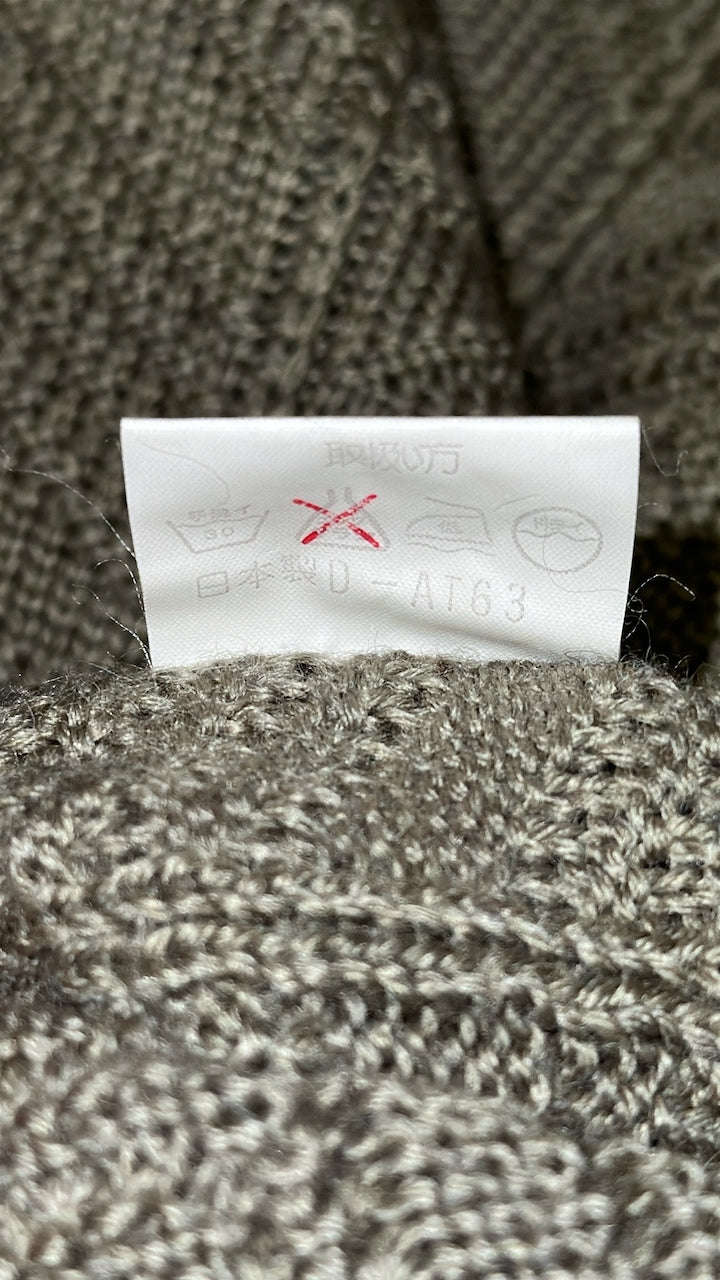 Olive Acrylic-Wool Chevron Knit Sweater — G-STAFF (Japan, c.1980s–1990s)