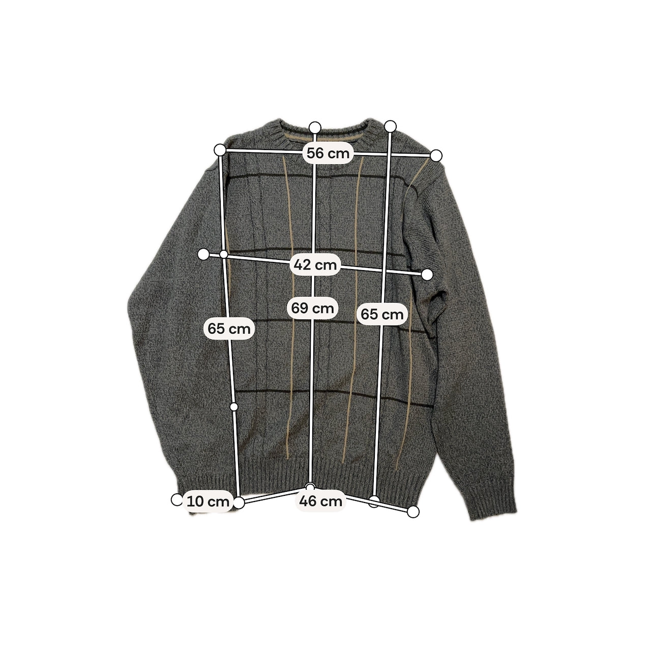 Grey Cotton-Acrylic Cable Knit Sweater — Basic Editions (Bangladesh, c.1990s–2000s)