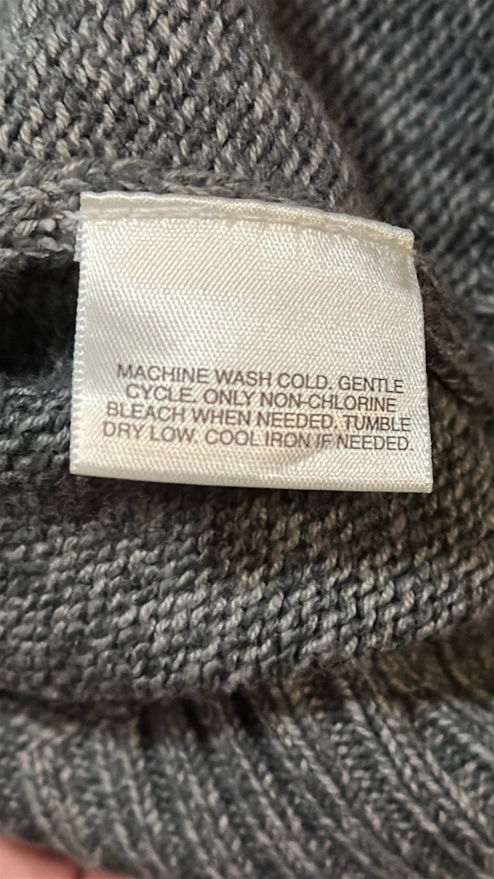 Grey Cotton-Acrylic Cable Knit Sweater — Basic Editions (Bangladesh, c.1990s–2000s)