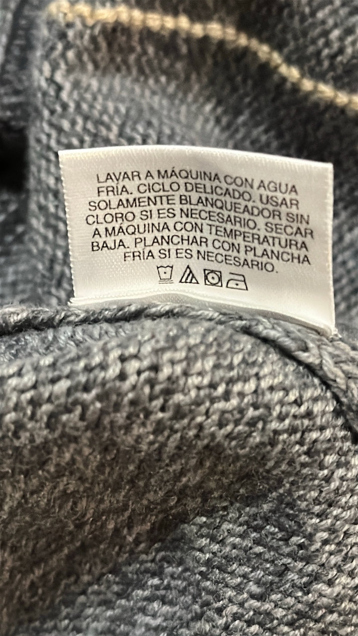 Grey Cotton-Acrylic Cable Knit Sweater — Basic Editions (Bangladesh, c.1990s–2000s)
