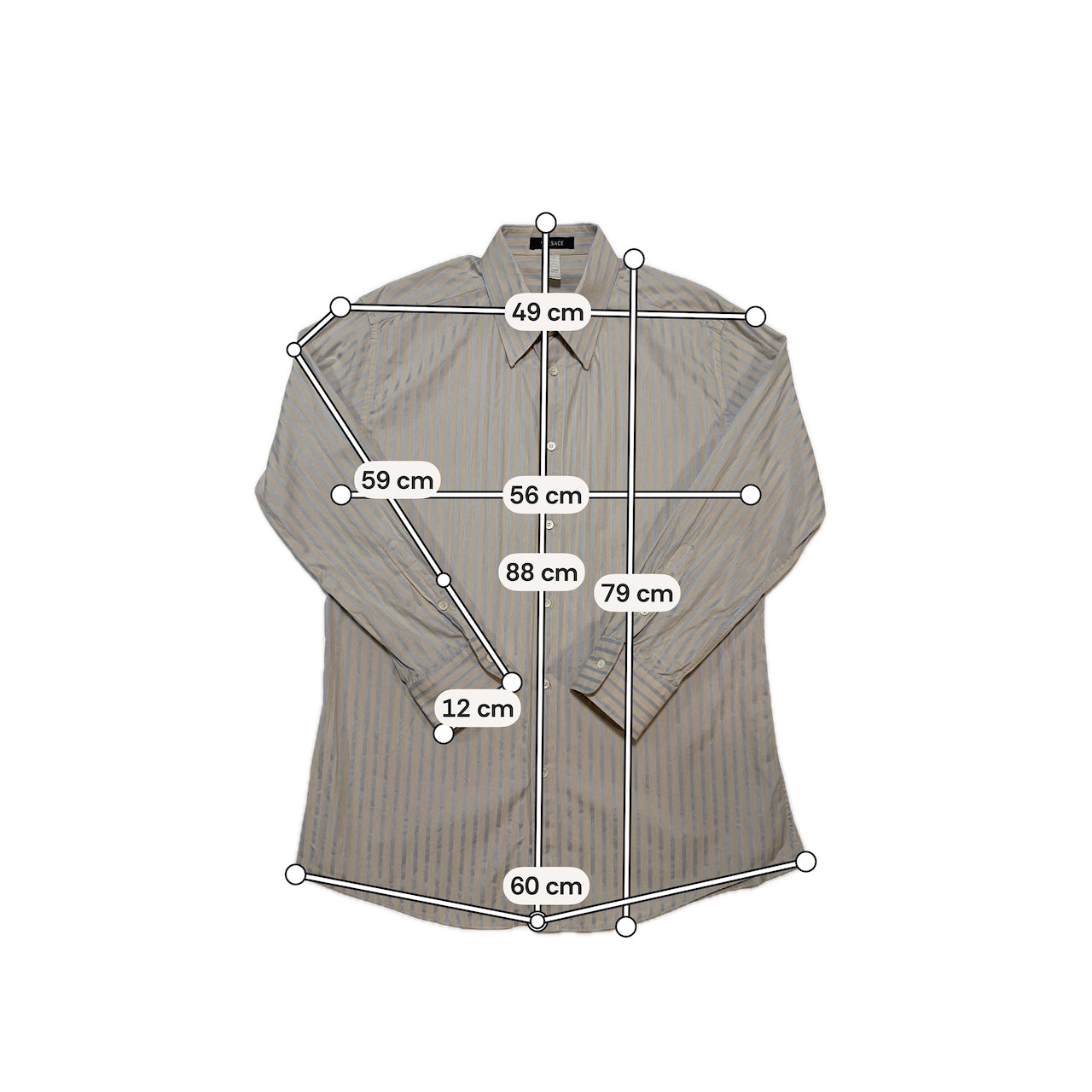 Beige & Blue Stripe Cotton Shirt — Gianni Versace (Italy, c.1990s)