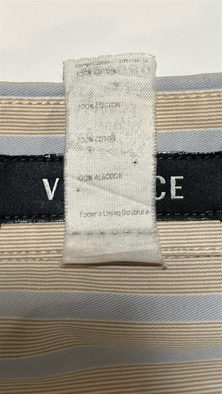 Beige & Blue Stripe Cotton Shirt — Gianni Versace (Italy, c.1990s)