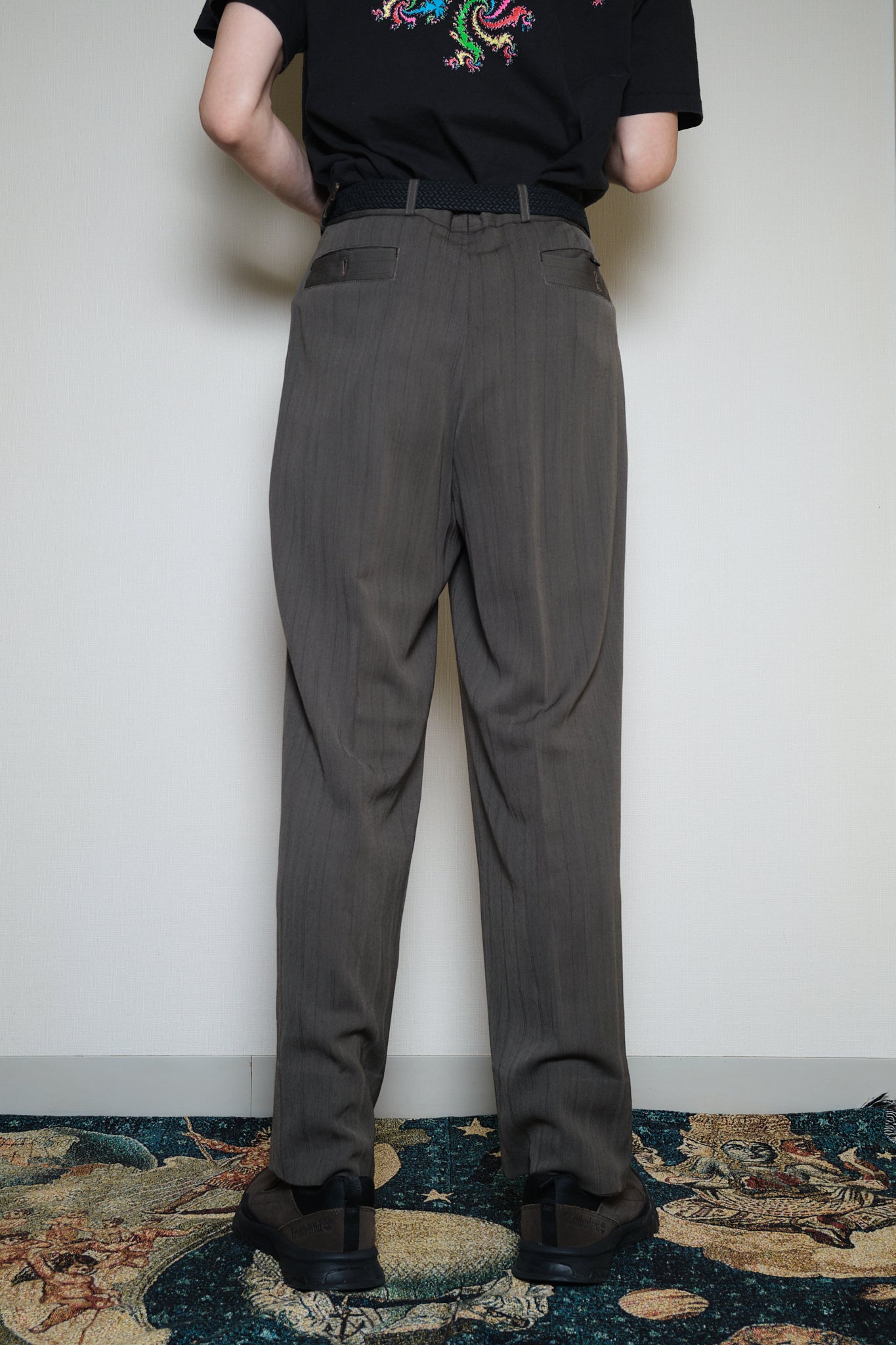 Brown Stripe Wool Slacks Japan