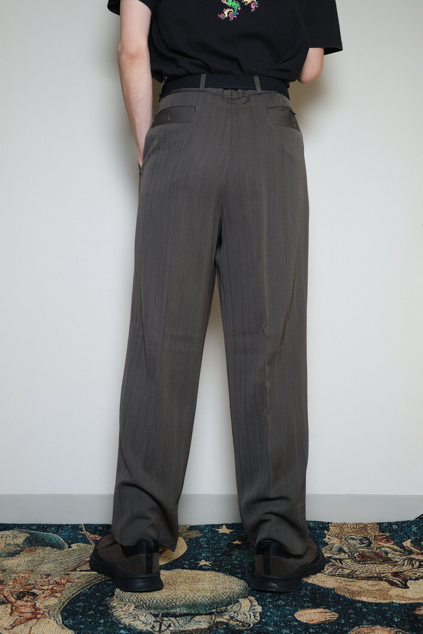 Brown Stripe Wool Slacks Japan
