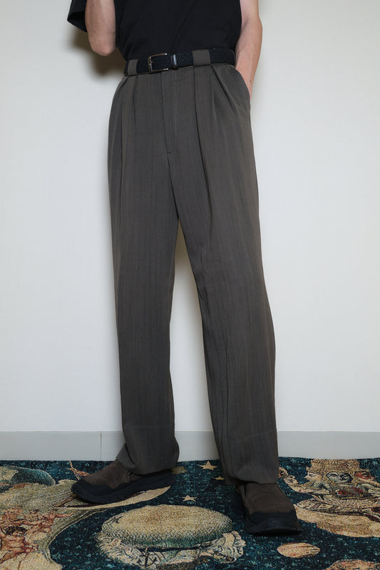 Brown Stripe Wool Slacks Japan