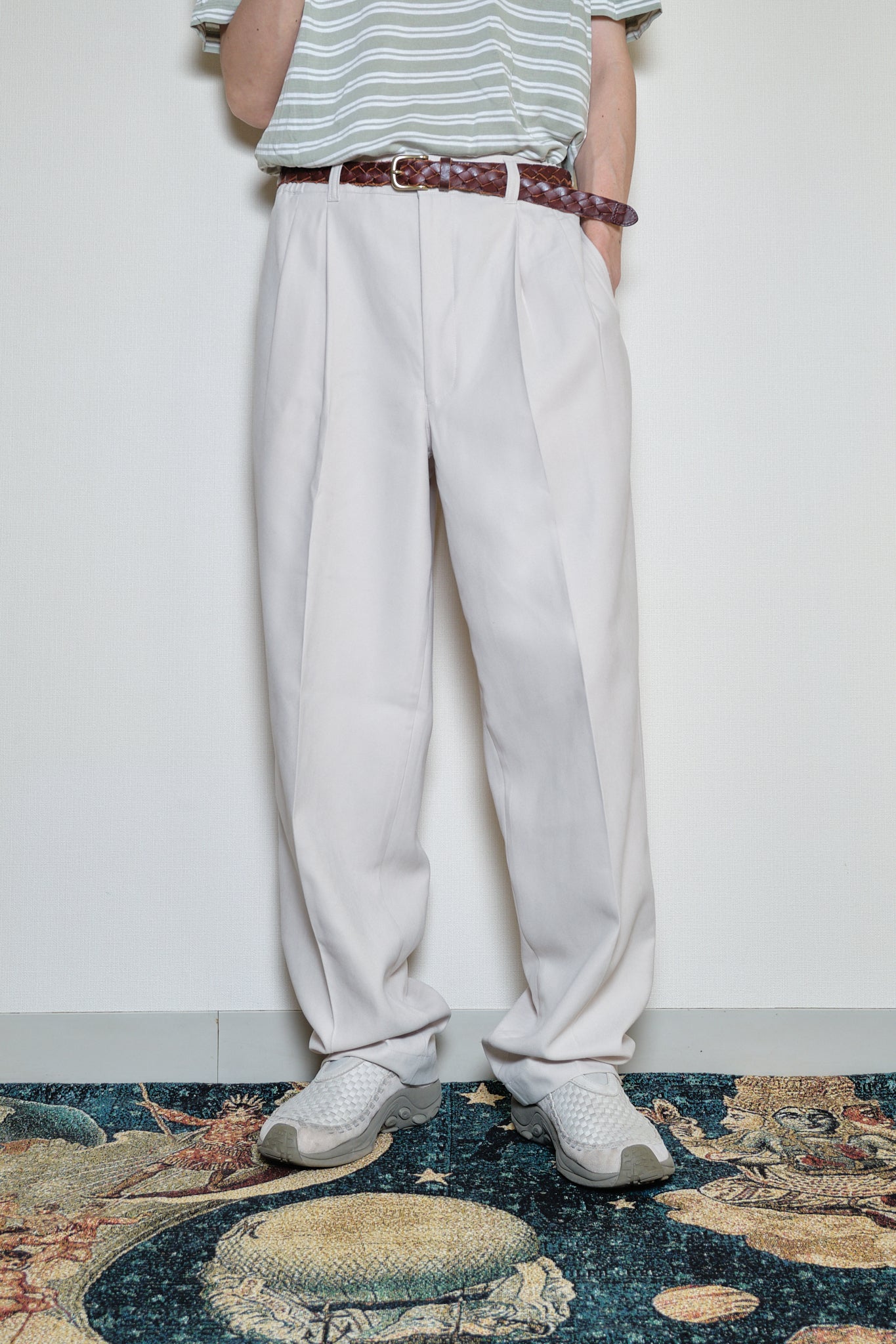 Ecru Beige Polyester Slacks L