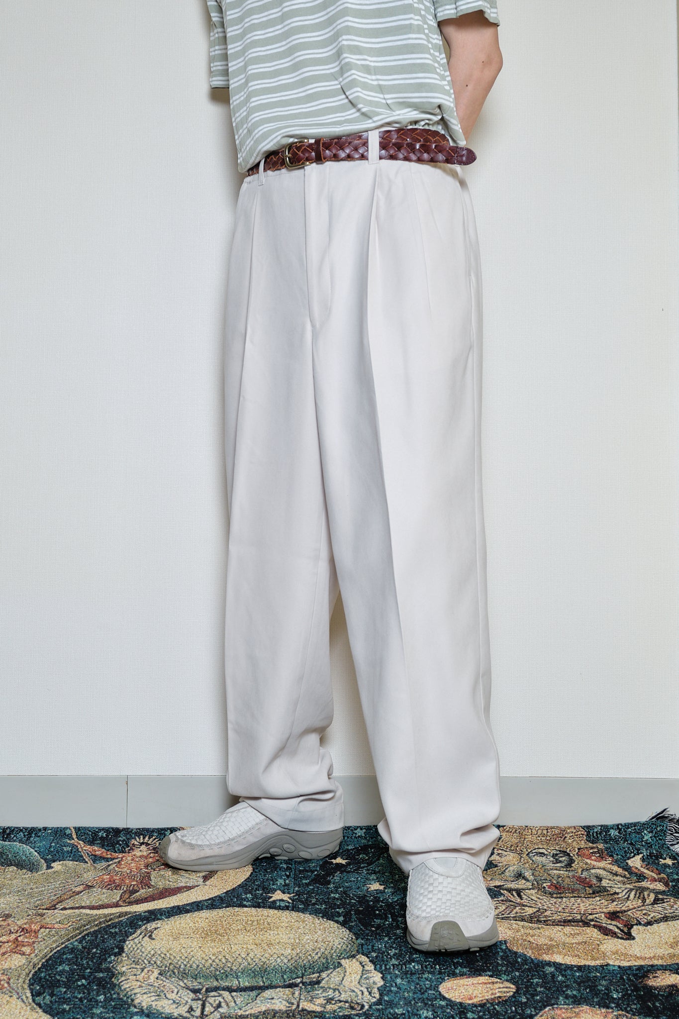 Ecru Beige Polyester Slacks L