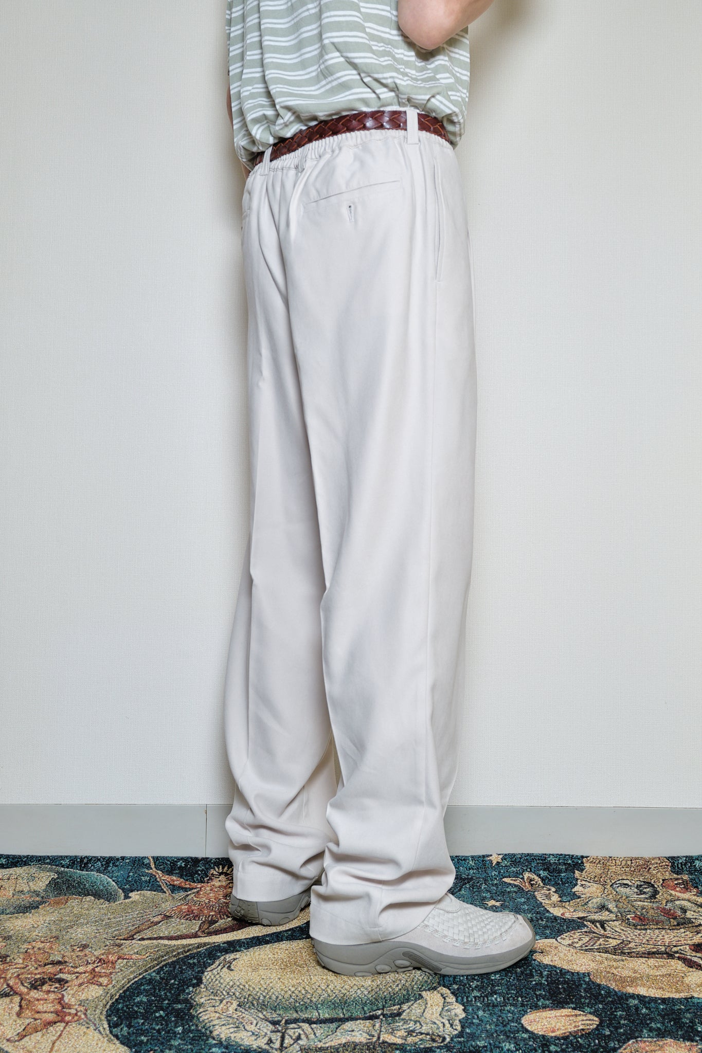 Ecru Beige Polyester Slacks L