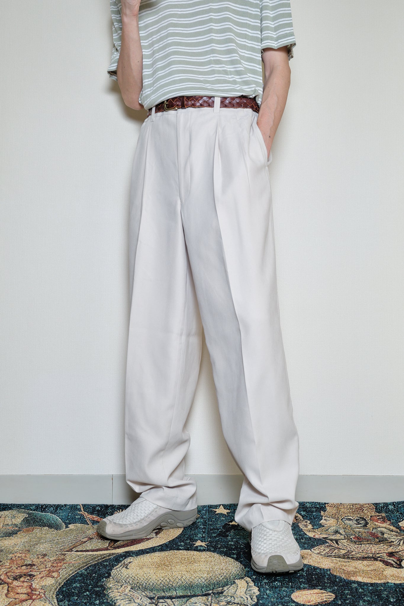 Ecru Beige Polyester Slacks L