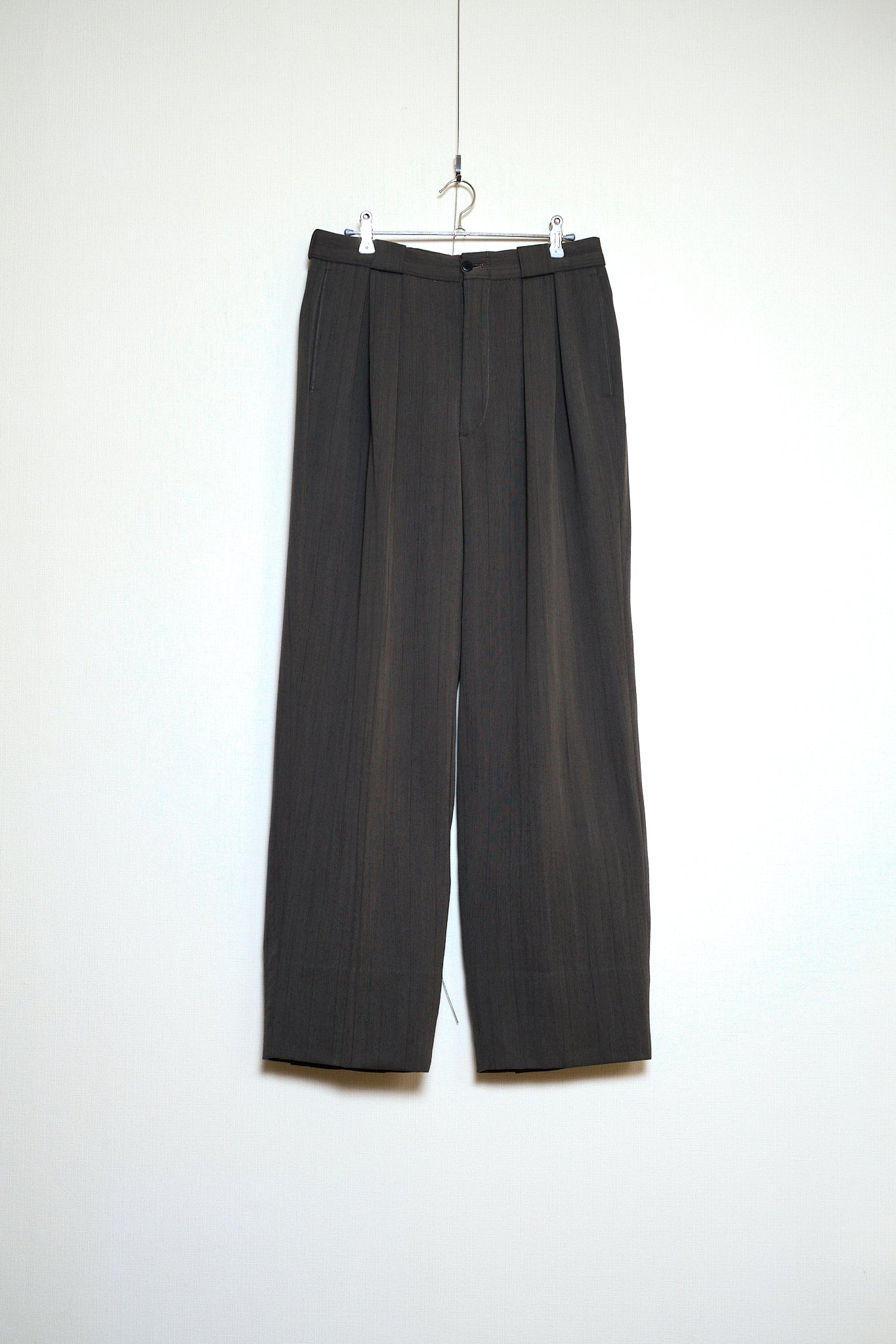 Brown Stripe Wool Slacks Japan