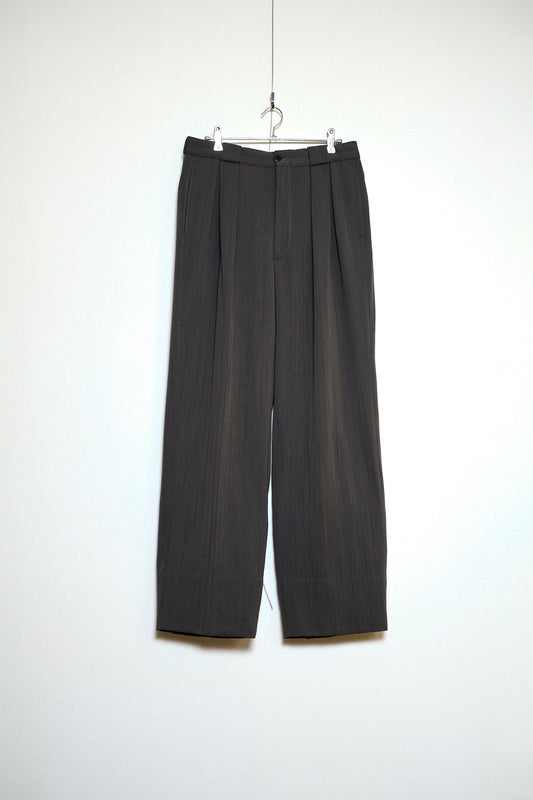 Brown Stripe Wool Slacks Japan