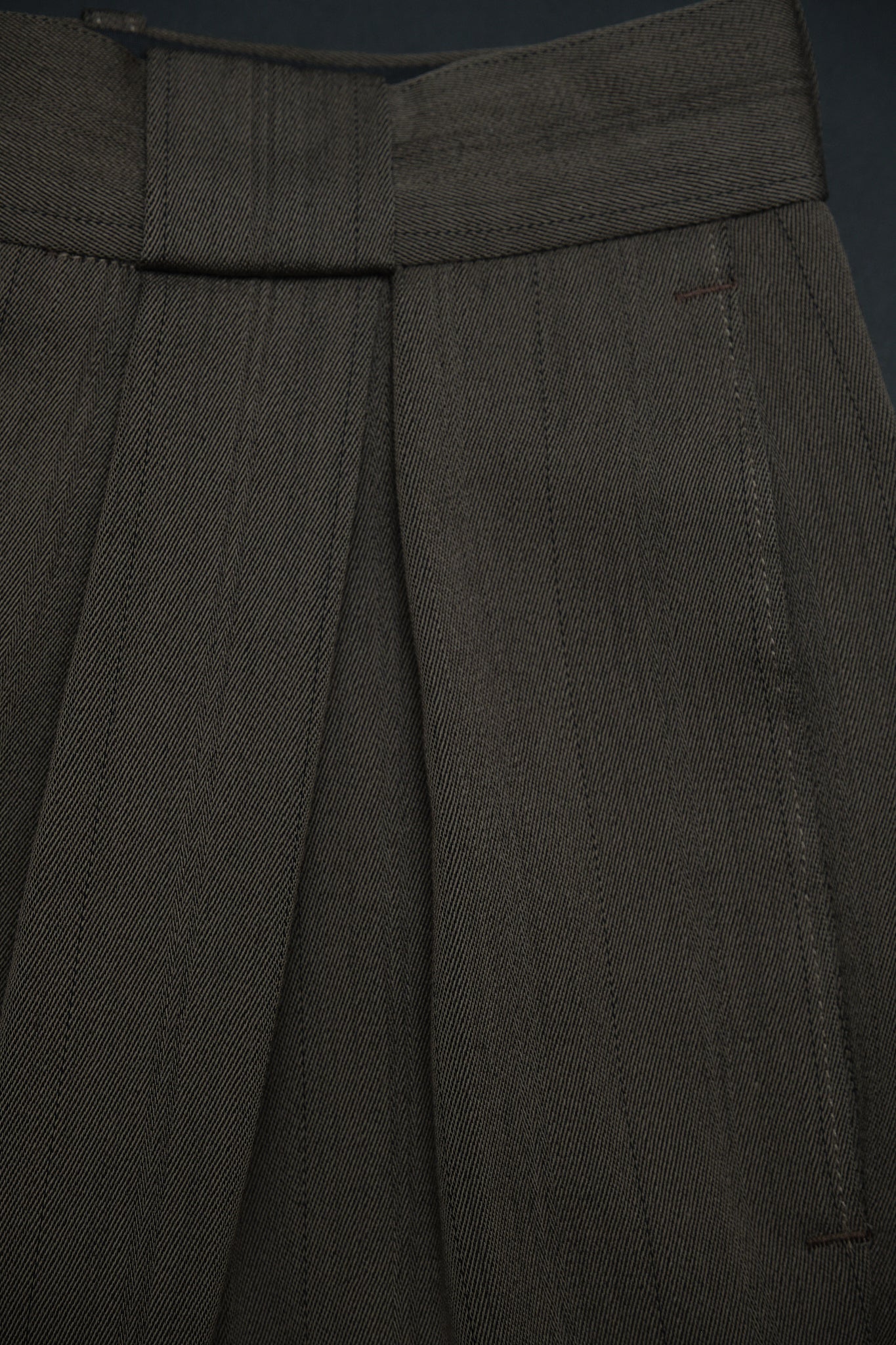 Brown Stripe Wool Slacks Japan