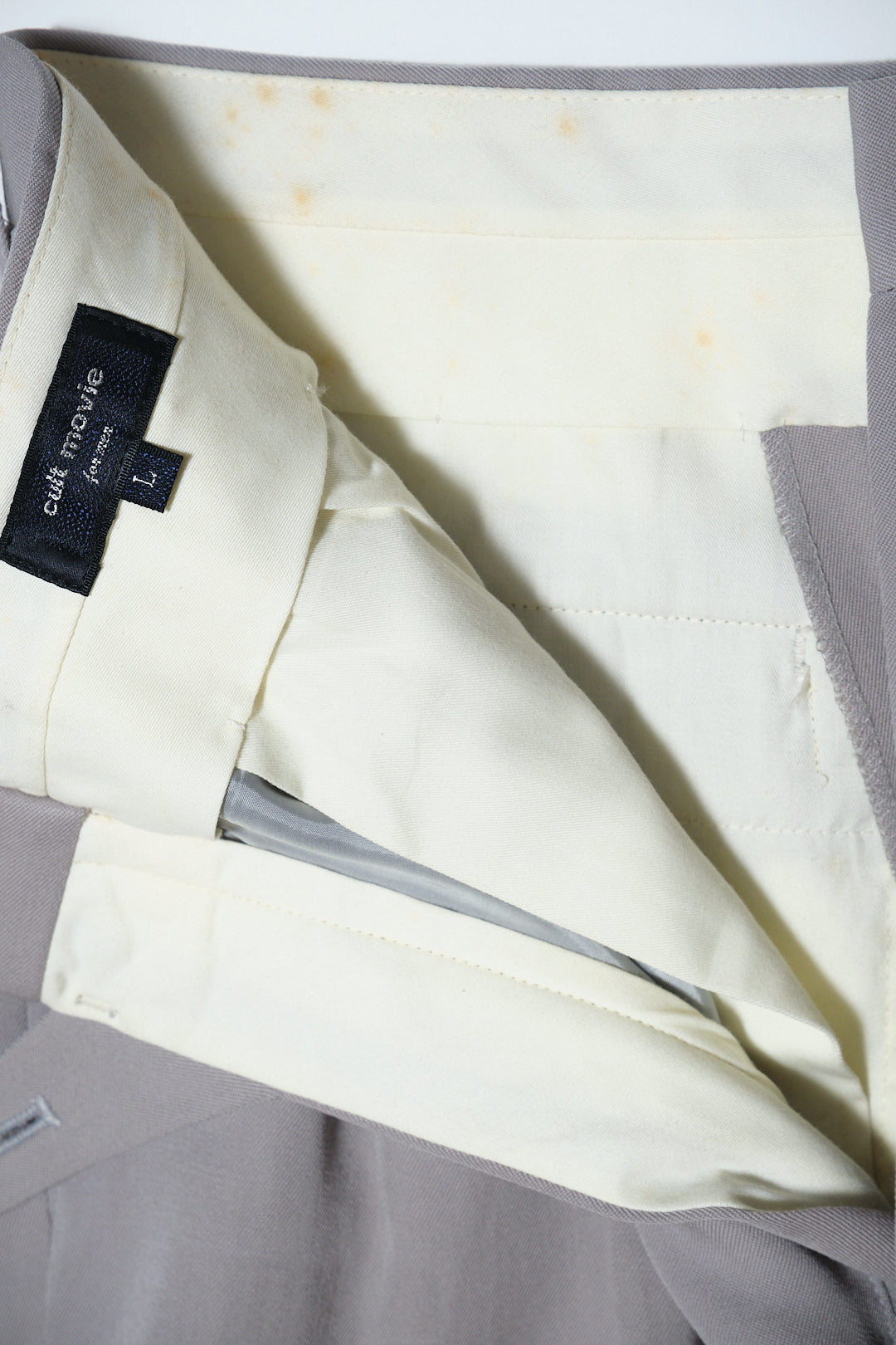 Light Grey Wool Slacks W27 L29 / Cuffed (cult movie for men / Japan, c.1990s–2000s)