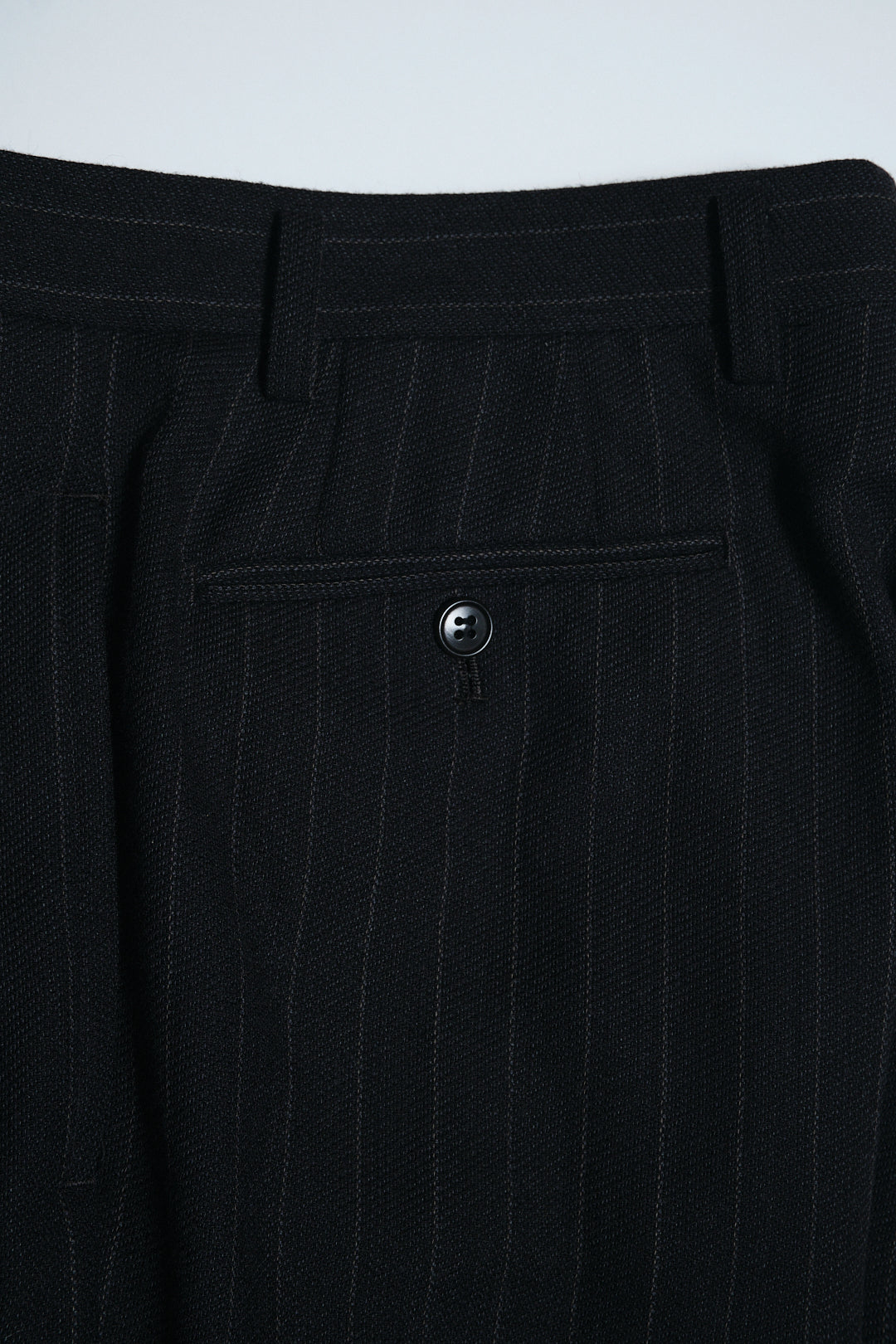 Black Pinstripe Wool Slacks W28 L30 — No Brand (Japan, c.1980s–1990s)
