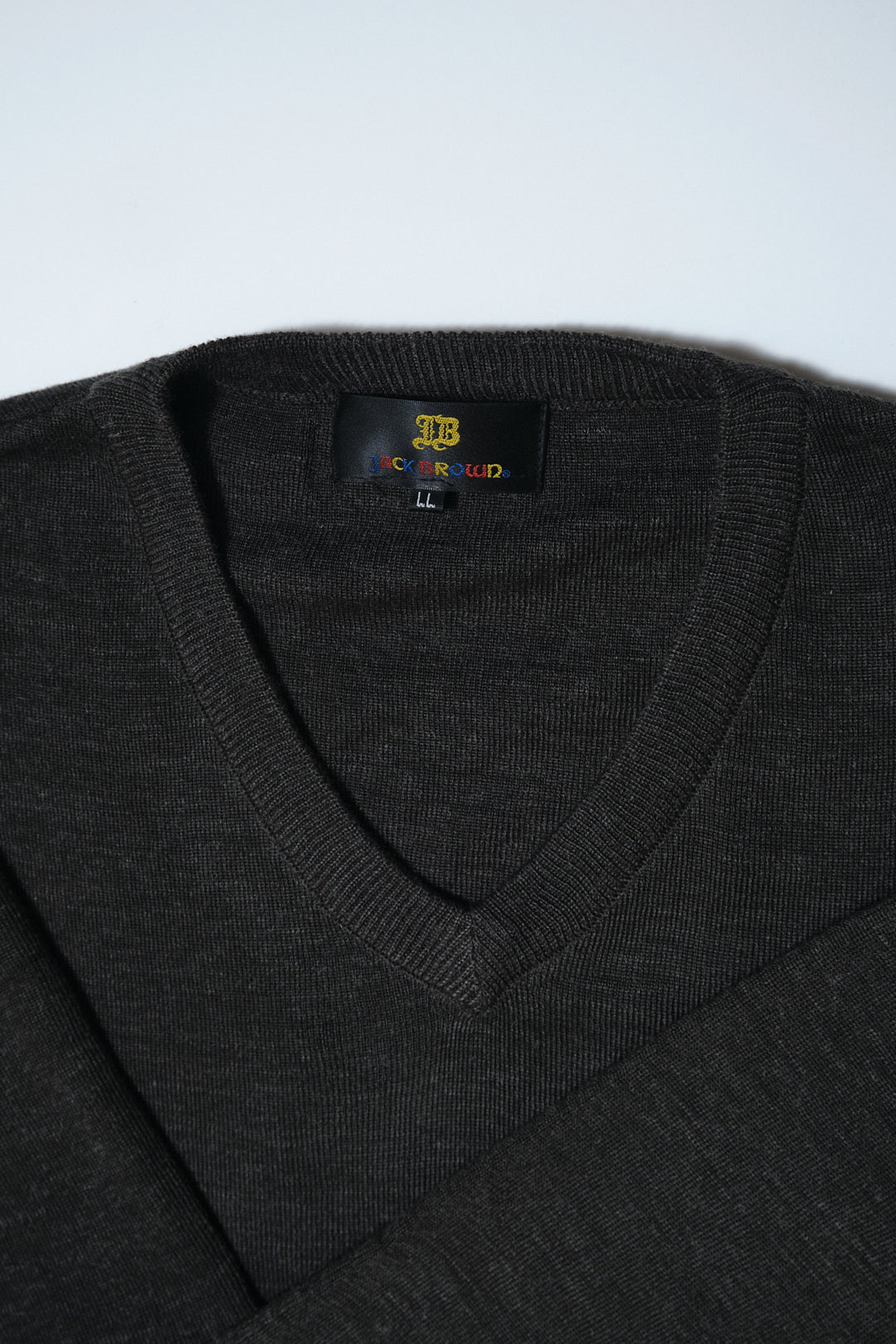Charcoal Acrylic-Wool V-Neck Sweater — Jack Brown (China, c.1990s–2000s)