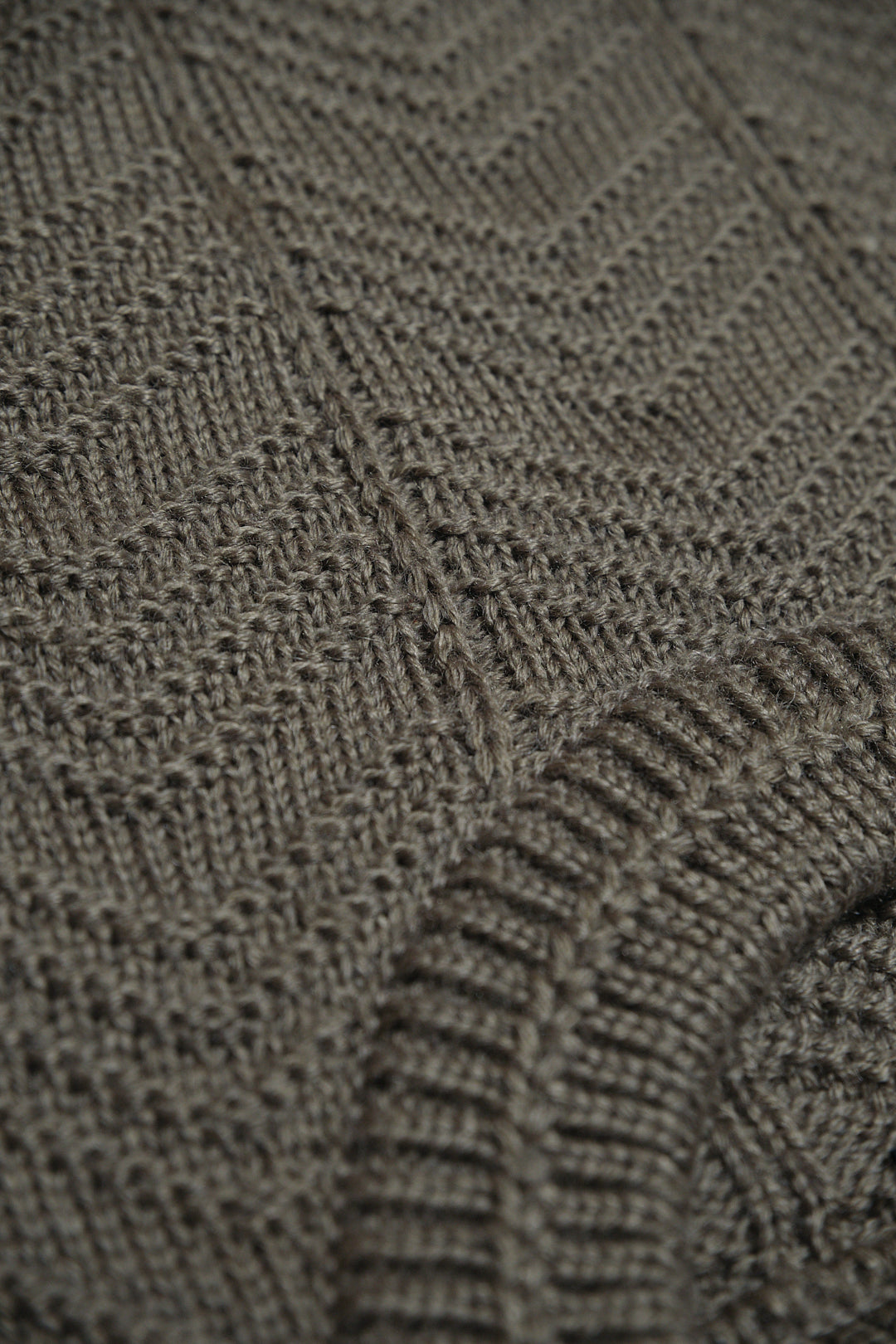 Olive Acrylic-Wool Chevron Knit Sweater — G-STAFF (Japan, c.1980s–1990s)