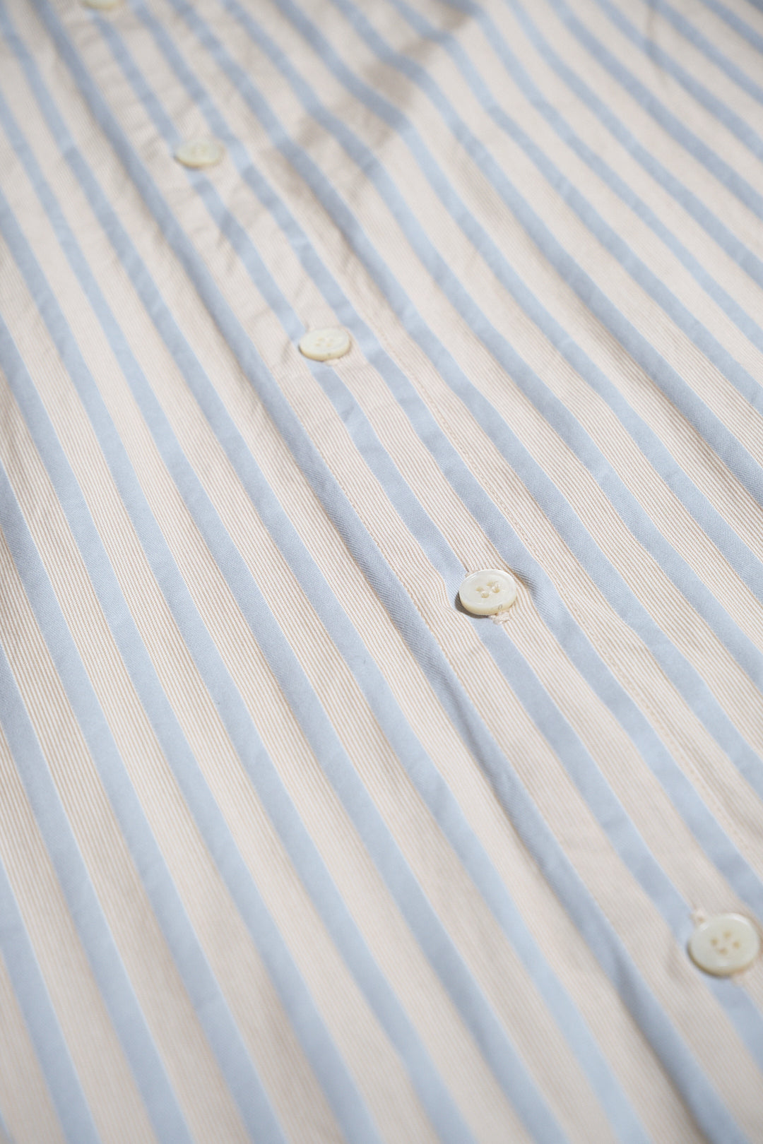Beige & Blue Stripe Cotton Shirt — Gianni Versace (Italy, c.1990s)