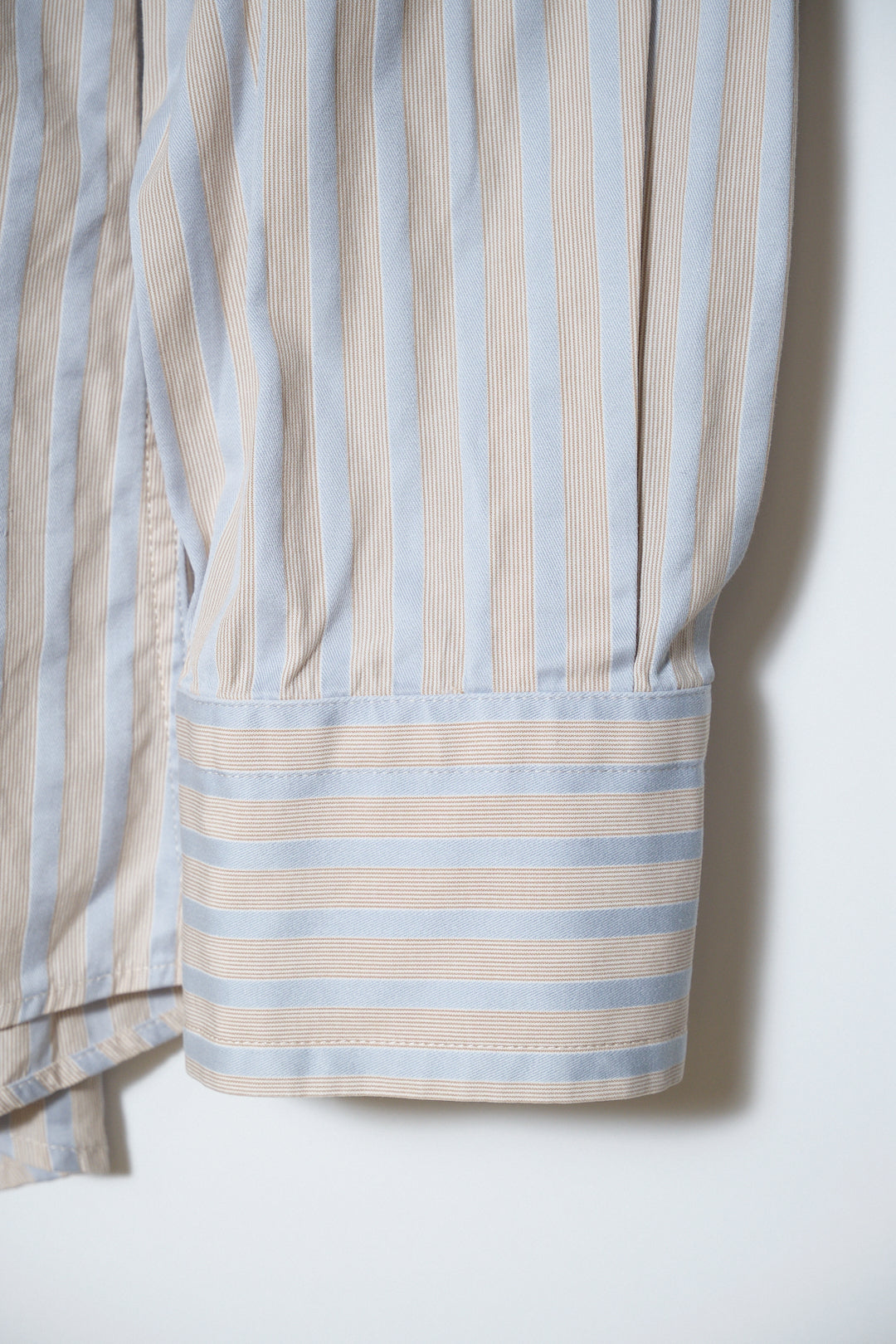 Beige & Blue Stripe Cotton Shirt — Gianni Versace (Italy, c.1990s)