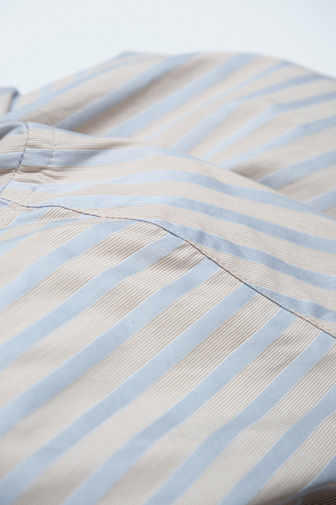 Beige & Blue Stripe Cotton Shirt — Gianni Versace (Italy, c.1990s)