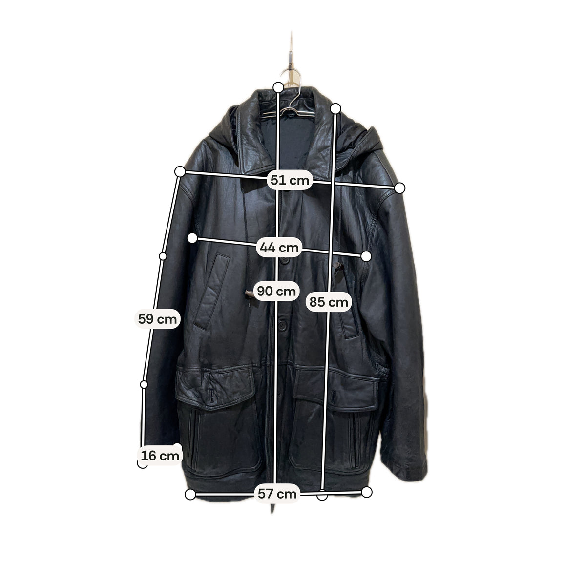 DON-STRONG Oversized Hooded Leather Coat | Vintage Japan